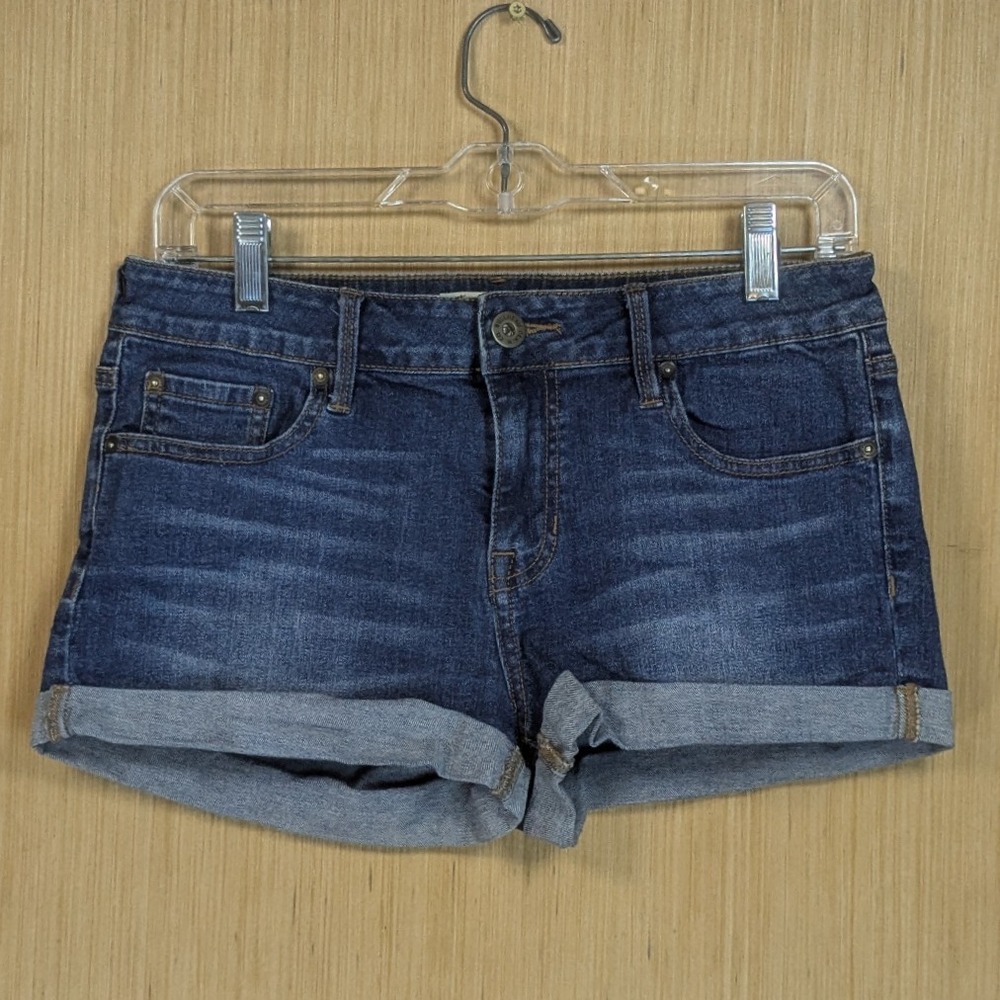 Bullhead Denim Co. Low Rise Denim Booty Shorts Micro‎ Cuffed Dark Wash Women's 9